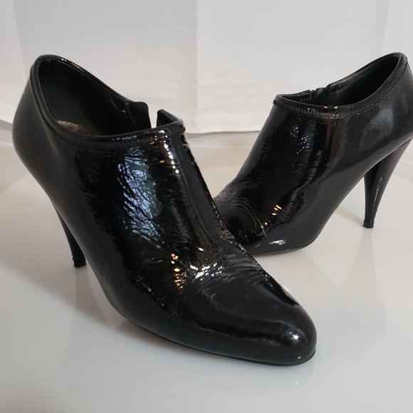 Prada Black Patent Leather Heels Short Booties - Picture 7 of 8